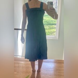 Grey Blue Midi Dress - Veronika Maine pleated bodice